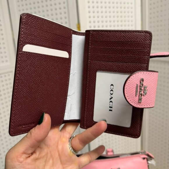 Coach Georgia Satchel Flower Pink Silver PAIRED Matching Wallet Leather Bag NWT - Picture 5 of 10